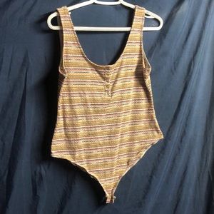 Earth tones striped bodysuit Wild fable jrs sz Medium